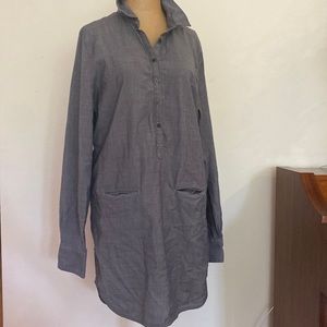 Icebreaker sz L merino wool shirt dress half button down long sleeve grey EUC